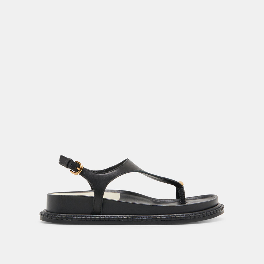 stefan sandalen aus schwarzem leder