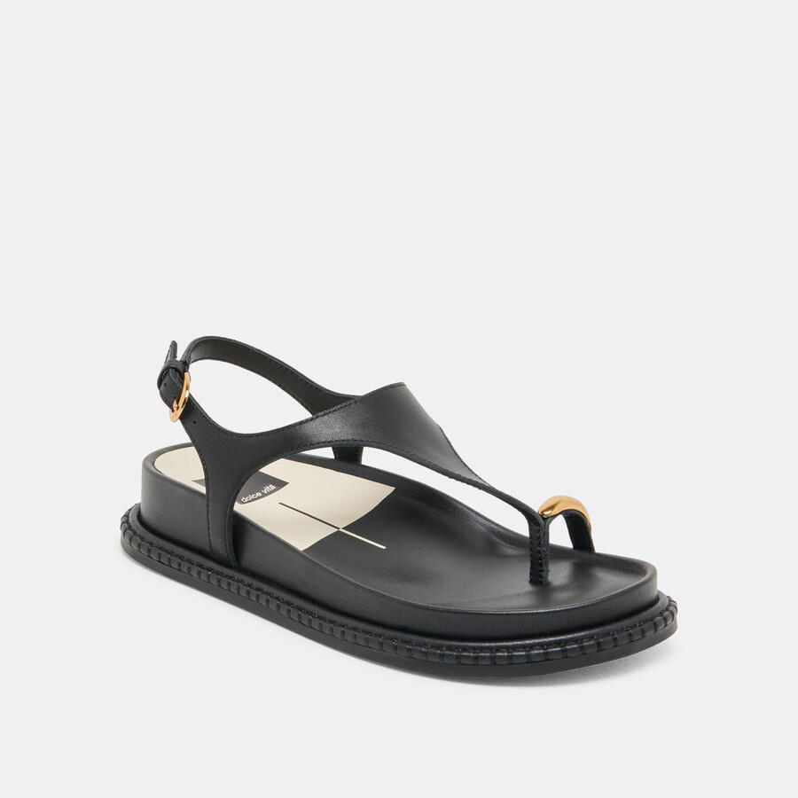 stefan sandalen aus schwarzem leder