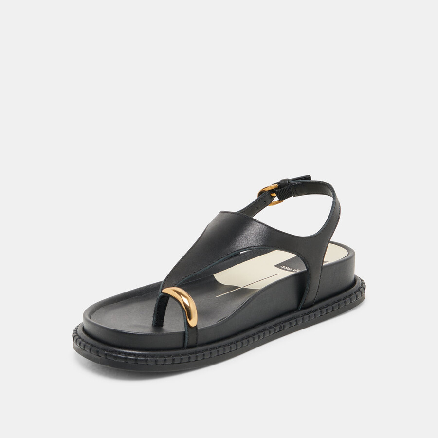 stefan sandalen aus schwarzem leder