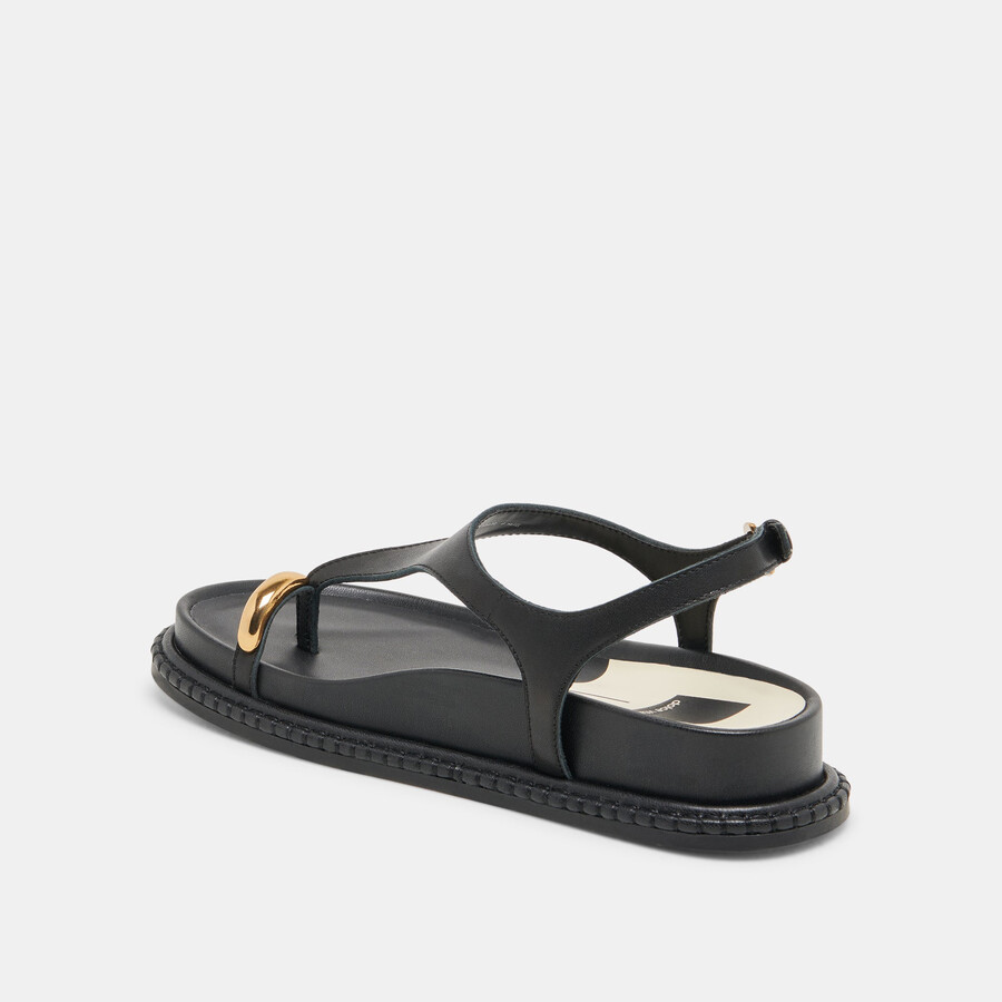 stefan sandalen aus schwarzem leder