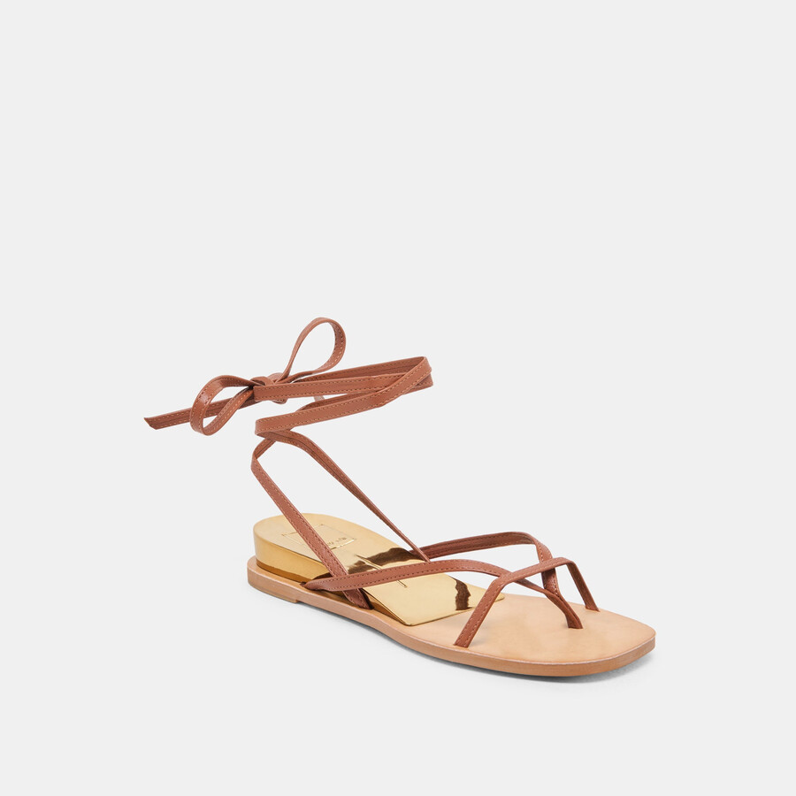 rudie sandalen aus cognacfarbenem leder