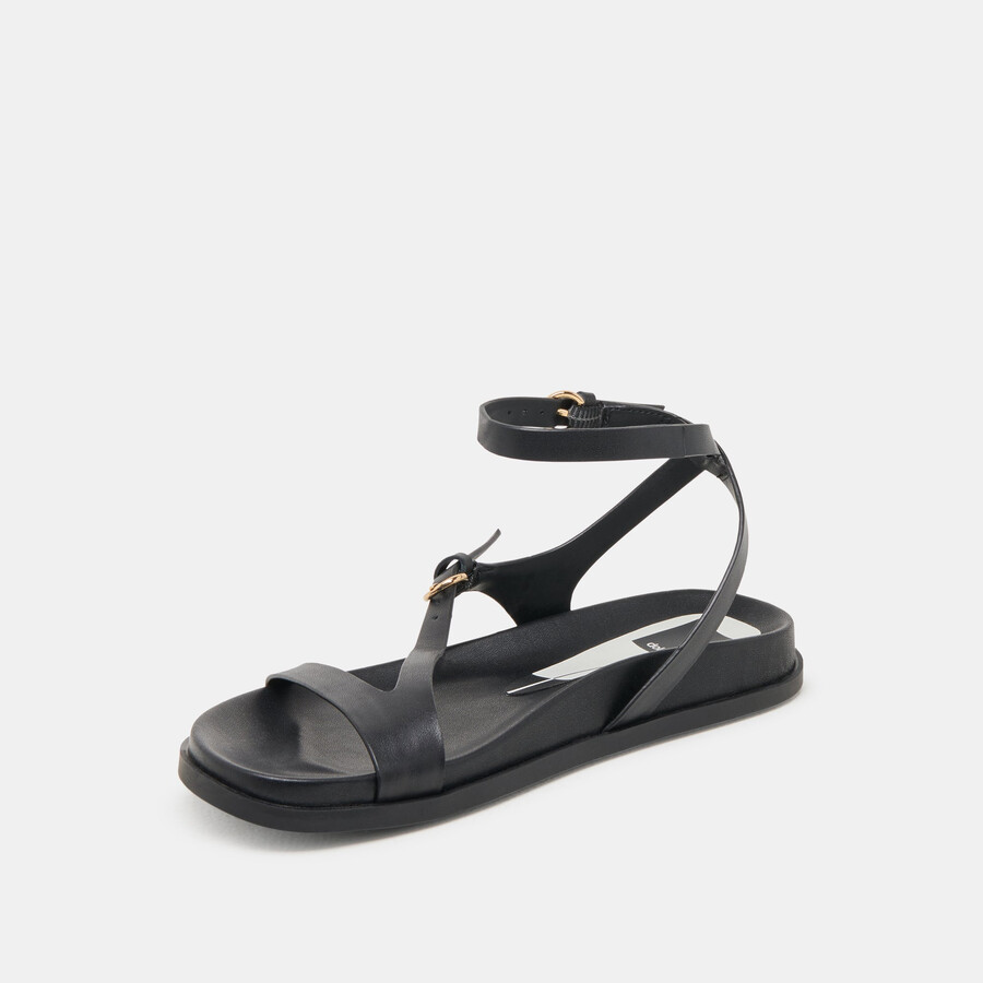 darlis sandalen aus schwarzem leder