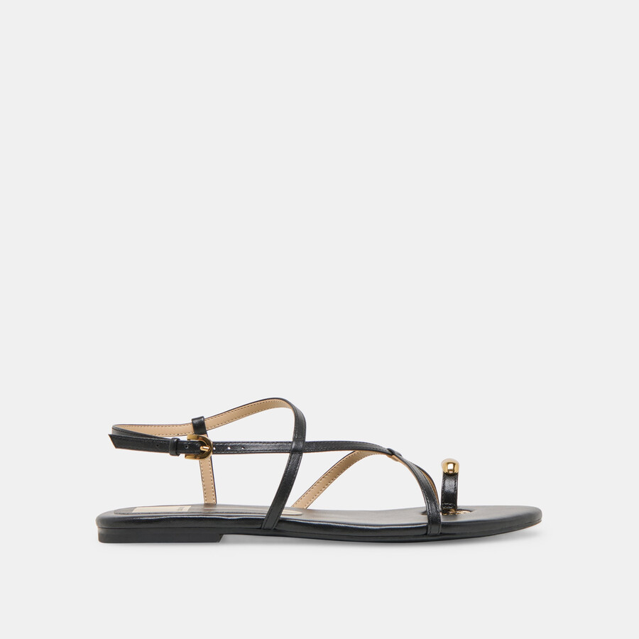 kesha sandalen aus schwarzem leder