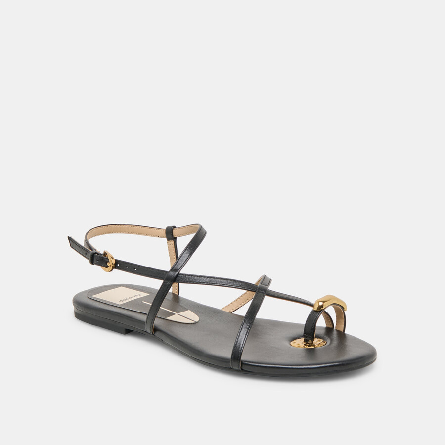kesha sandalen aus schwarzem leder
