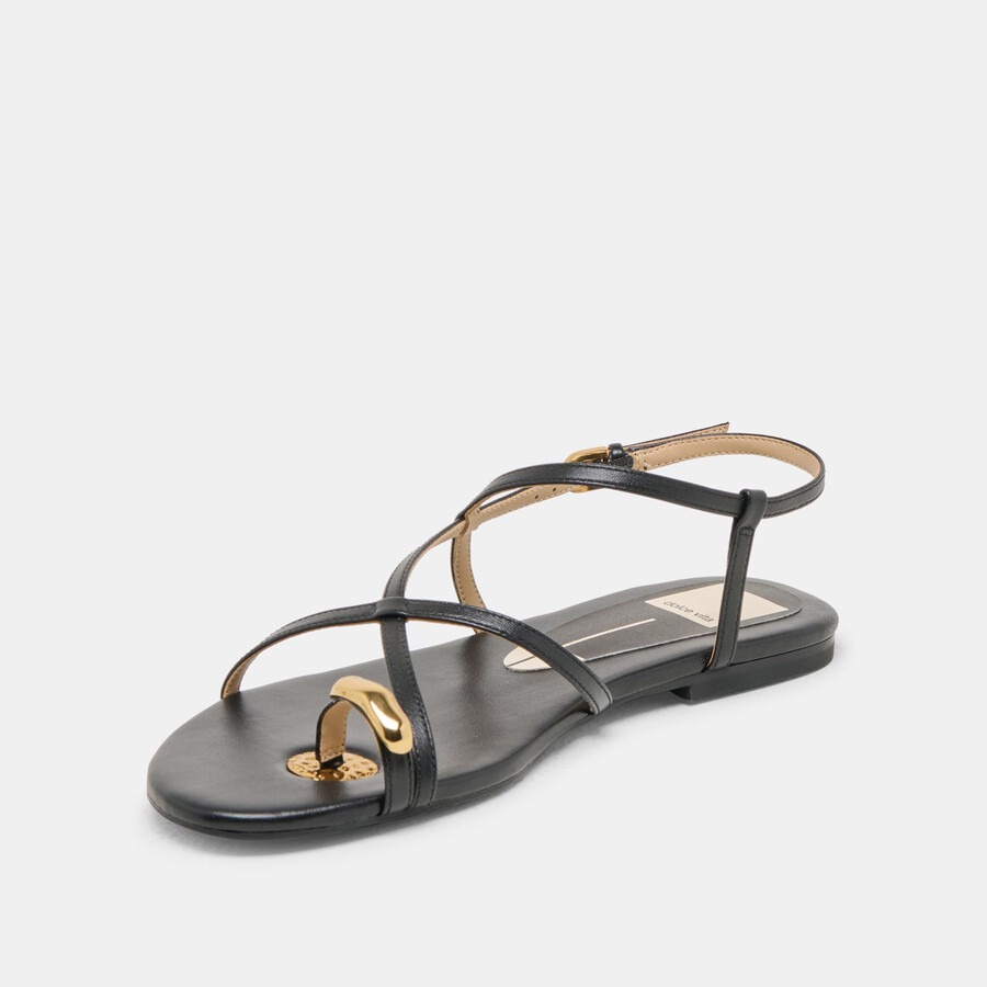 kesha sandalen aus schwarzem leder