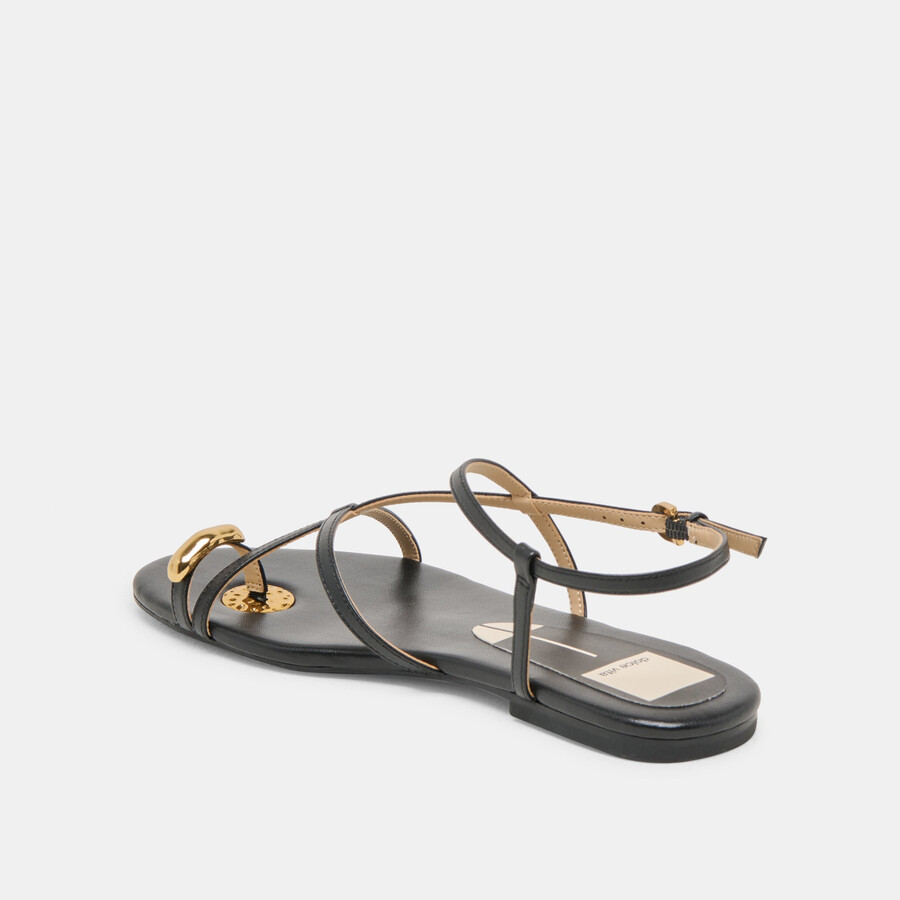 kesha sandalen aus schwarzem leder