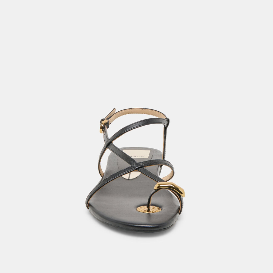 kesha sandalen aus schwarzem leder