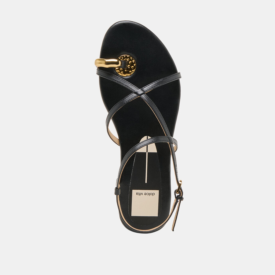 kesha sandalen aus schwarzem leder