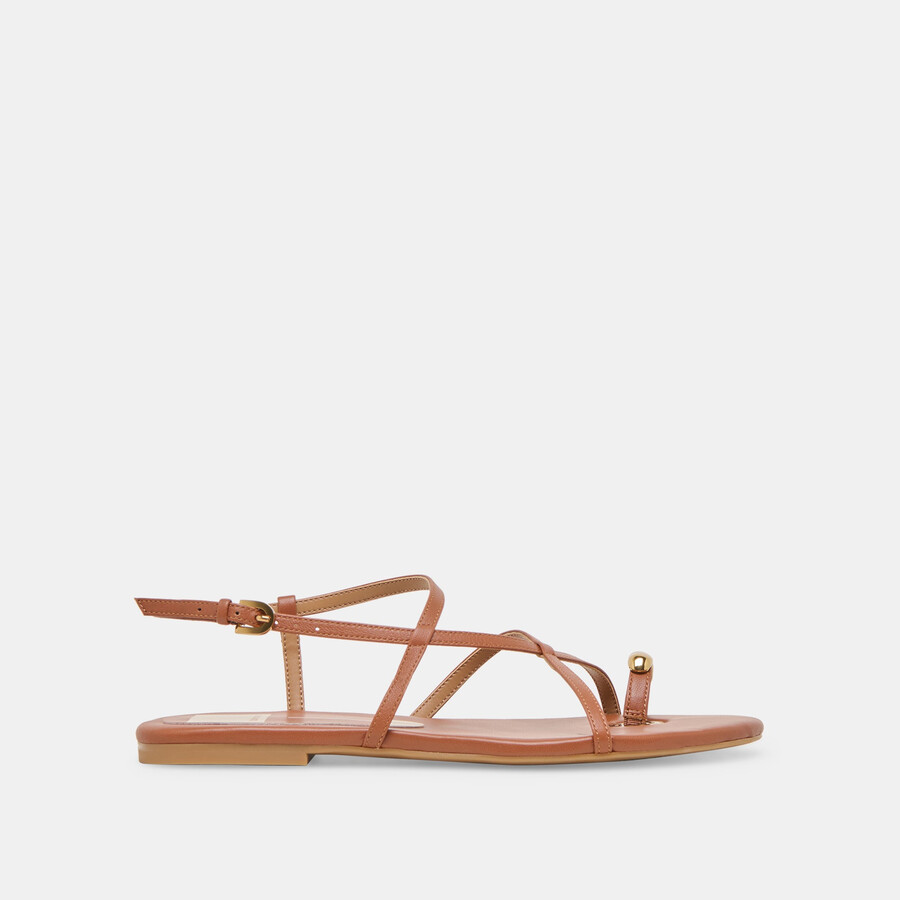 kesha sandalen aus cognacfarbenem leder