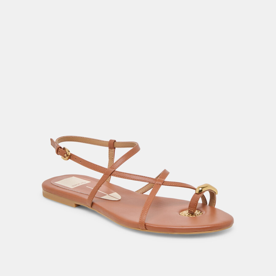 kesha sandalen aus cognacfarbenem leder