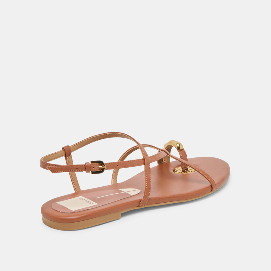 kesha sandalen aus cognacfarbenem leder