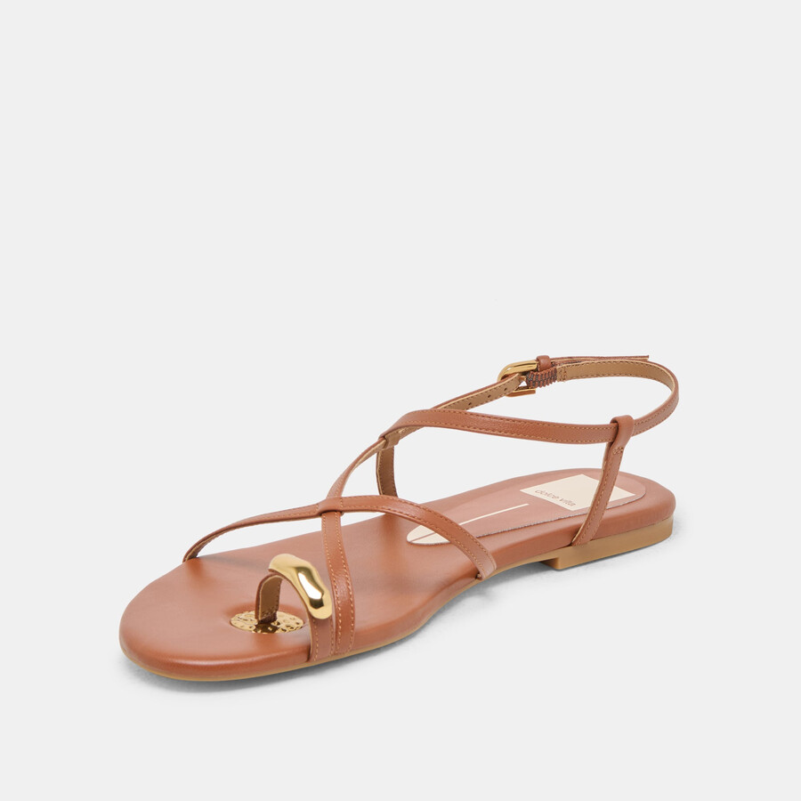 kesha sandalen aus cognacfarbenem leder