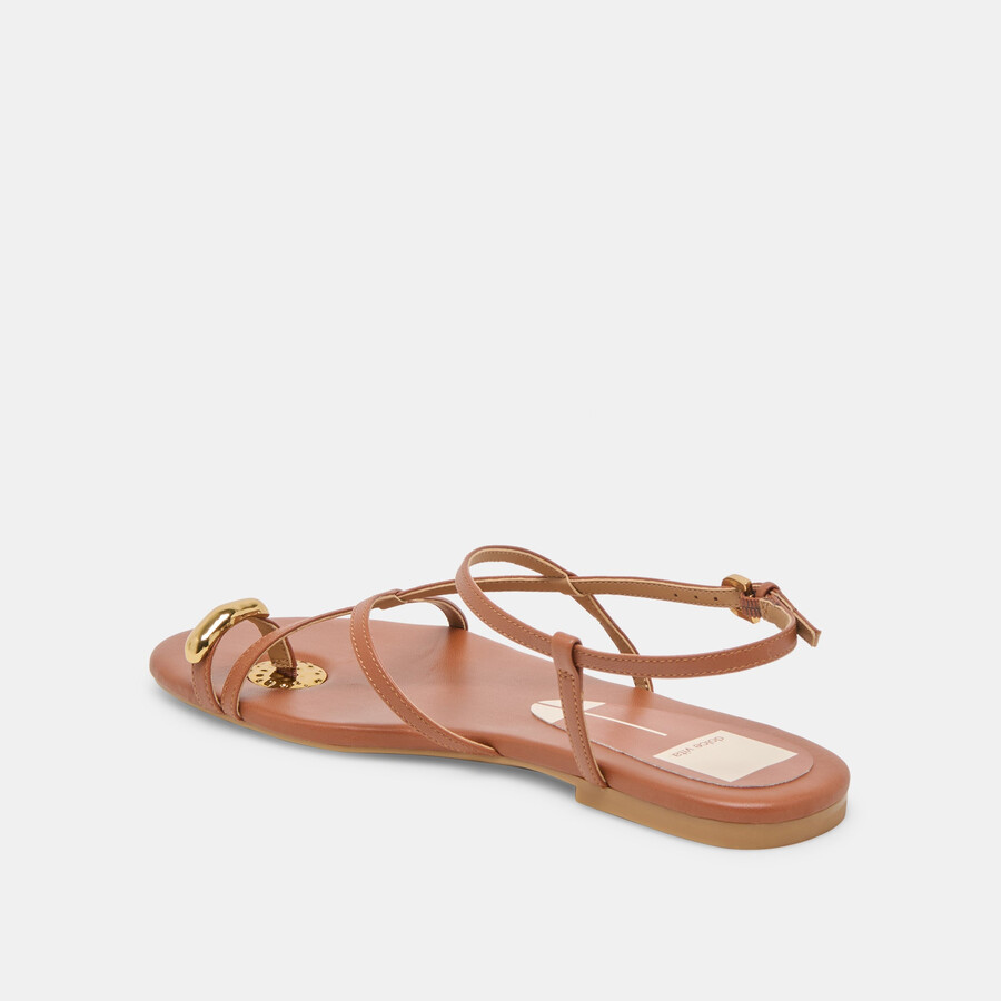 kesha sandalen aus cognacfarbenem leder