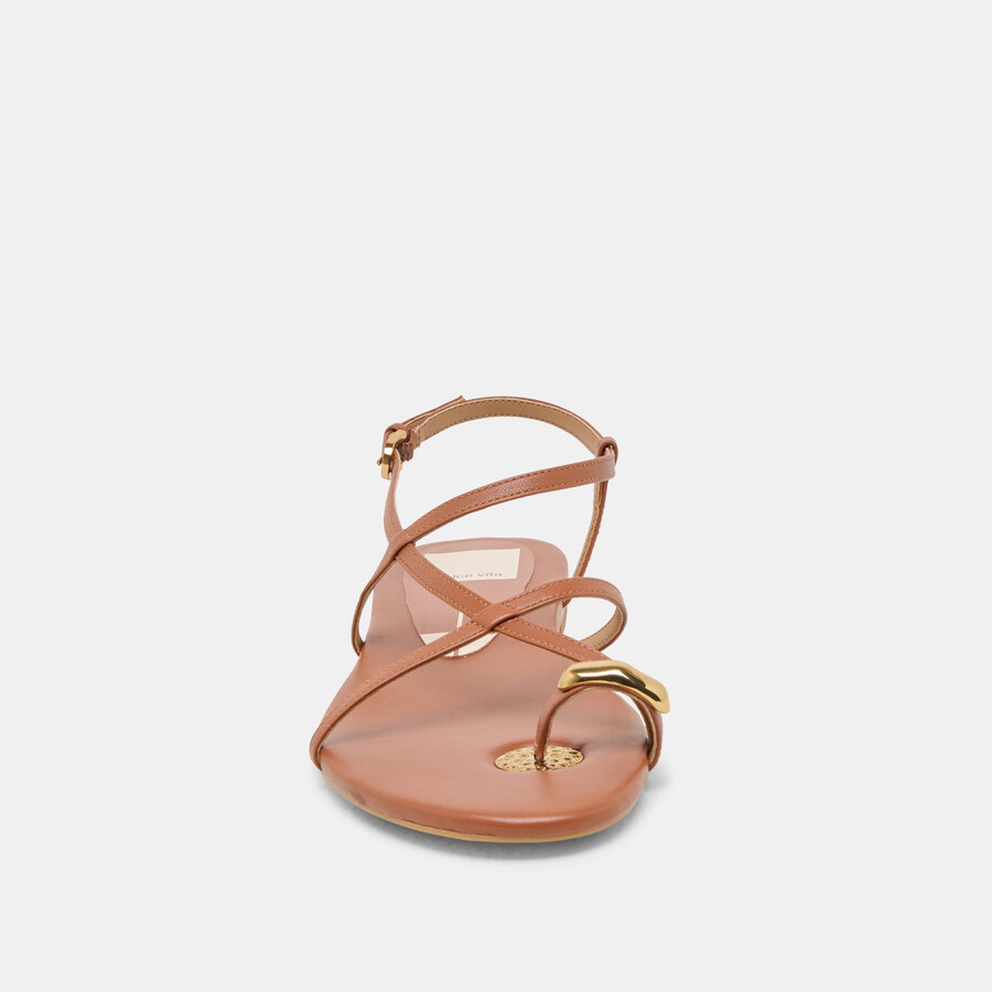 kesha sandalen aus cognacfarbenem leder