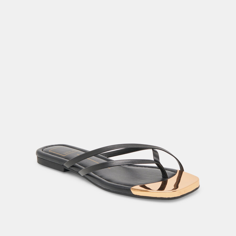 laguna sandalen aus schwarzem leder