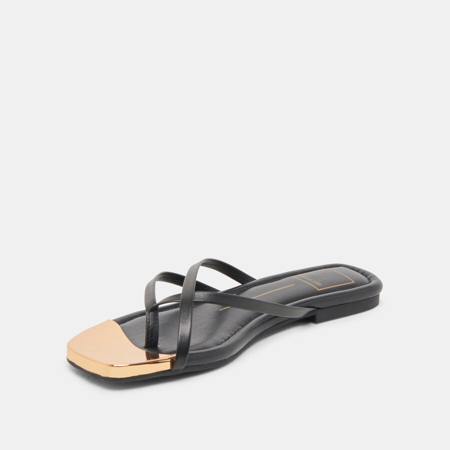 laguna sandalen aus schwarzem leder