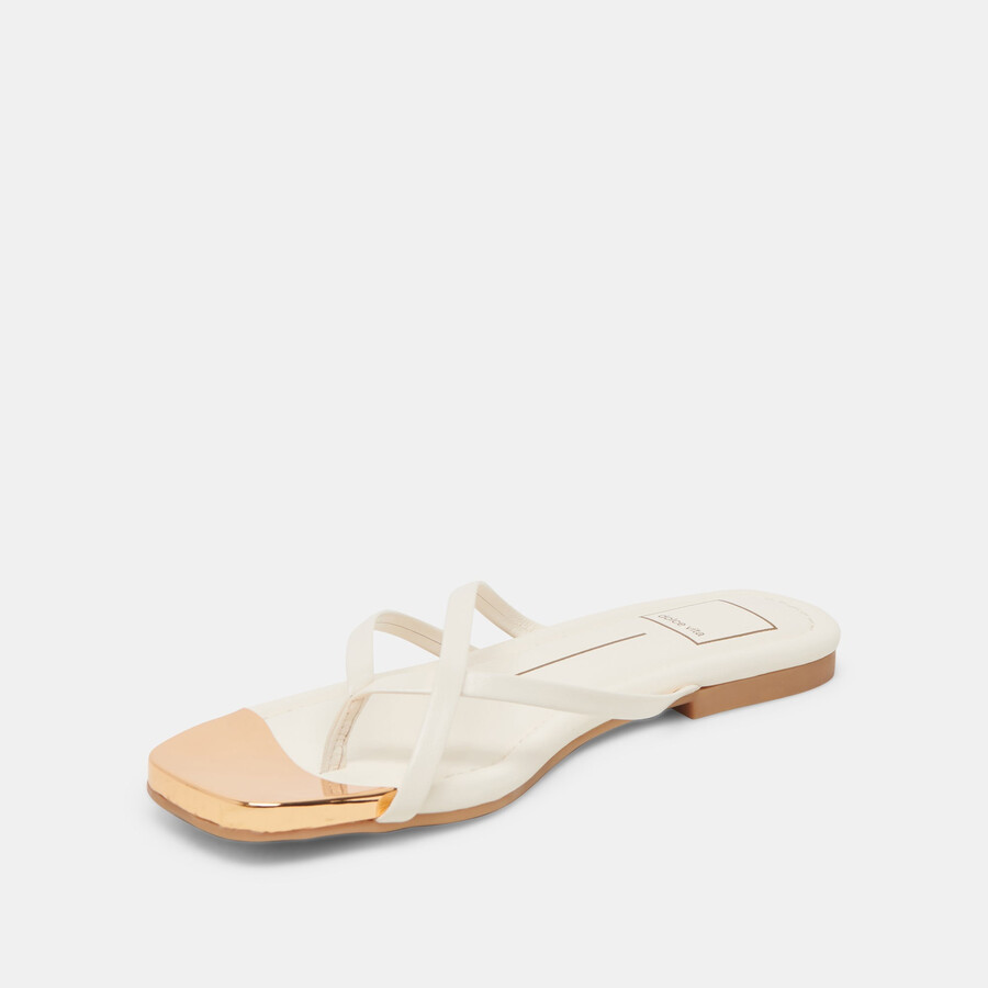 laguna sandalen aus cremefarbenem leder