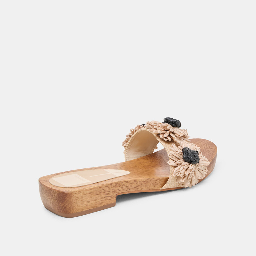 ariena sandalen schwarz naturblumen-raffia