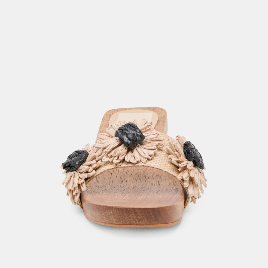 ariena sandalen schwarz naturblumen-raffia