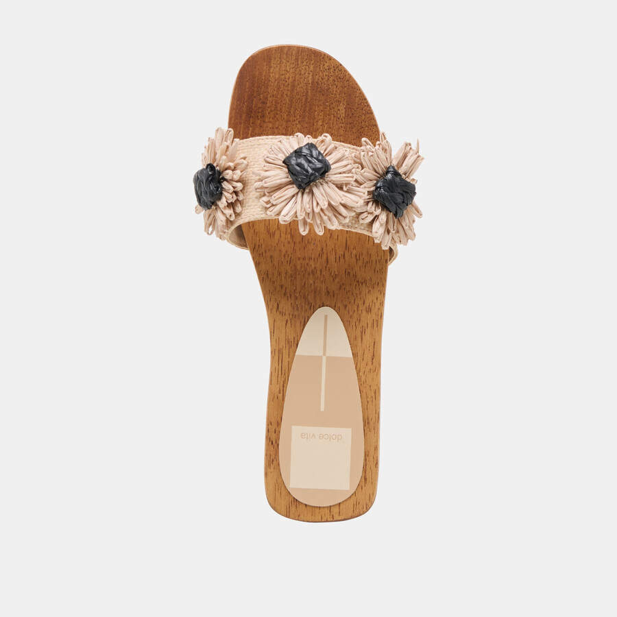 ariena sandalen schwarz naturblumen-raffia