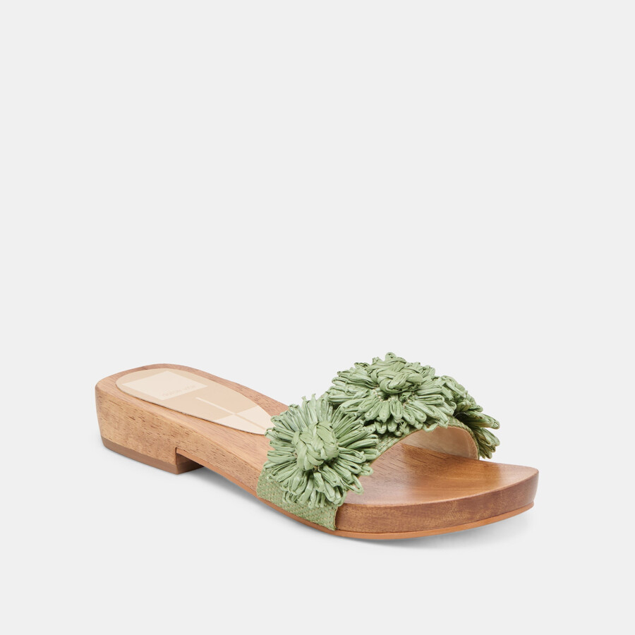 ariena sandalen jade floral raffia