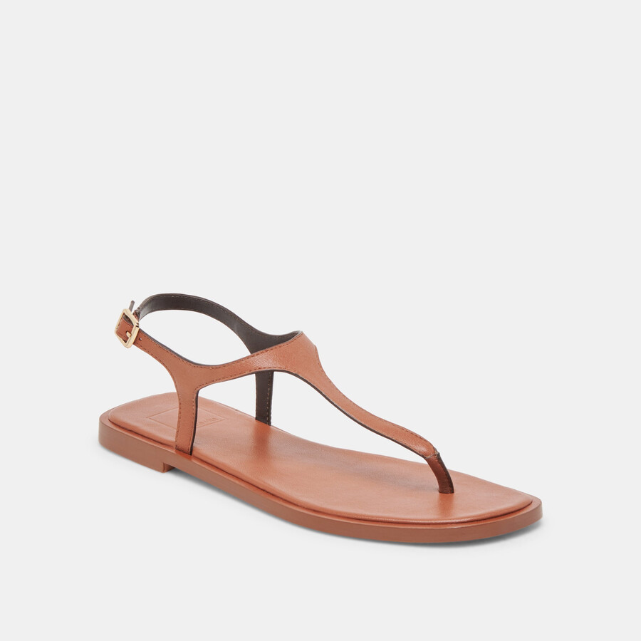raye sandalen aus hellbraunem leder