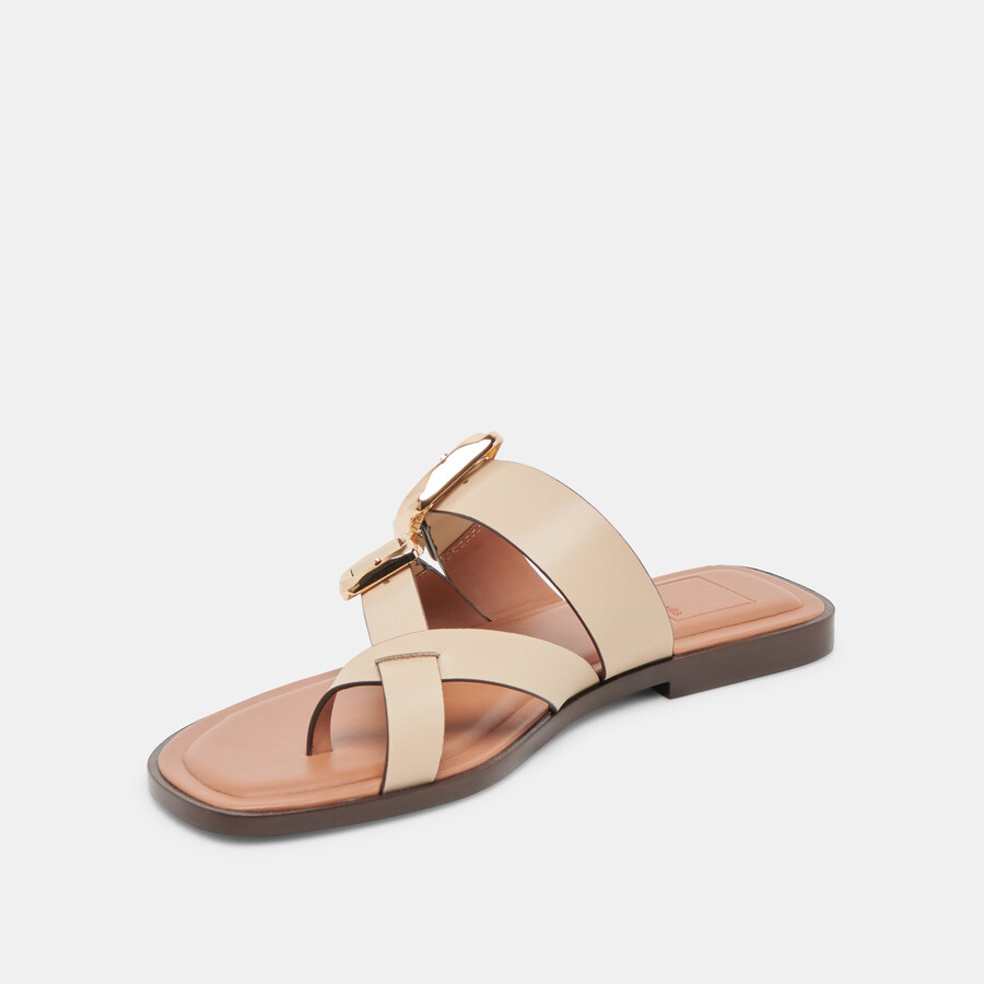 shore sandalen aus elfenbeinfarbenem leder