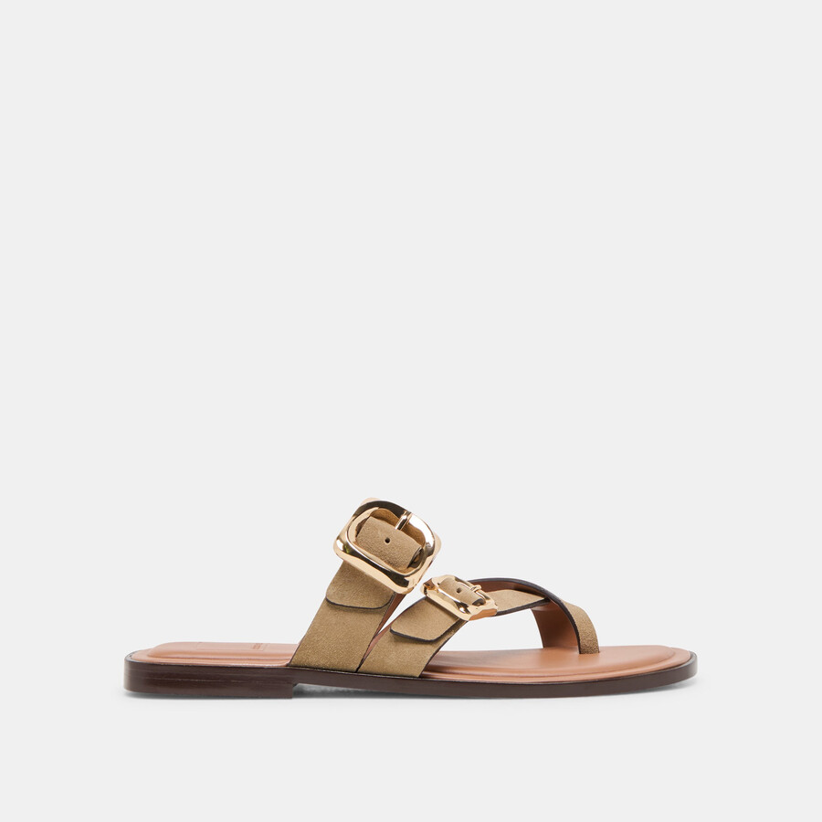 shore sandalen aus taupefarbenem wildleder