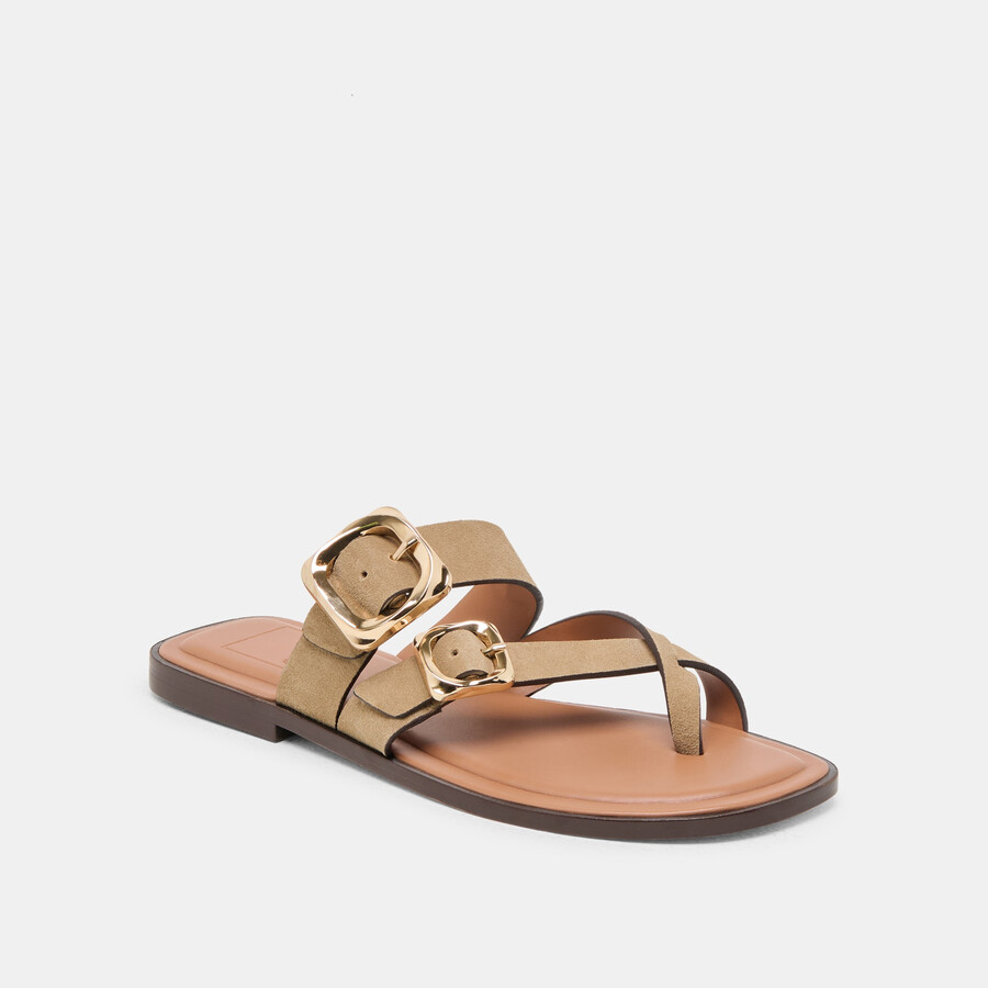 shore sandalen aus taupefarbenem wildleder