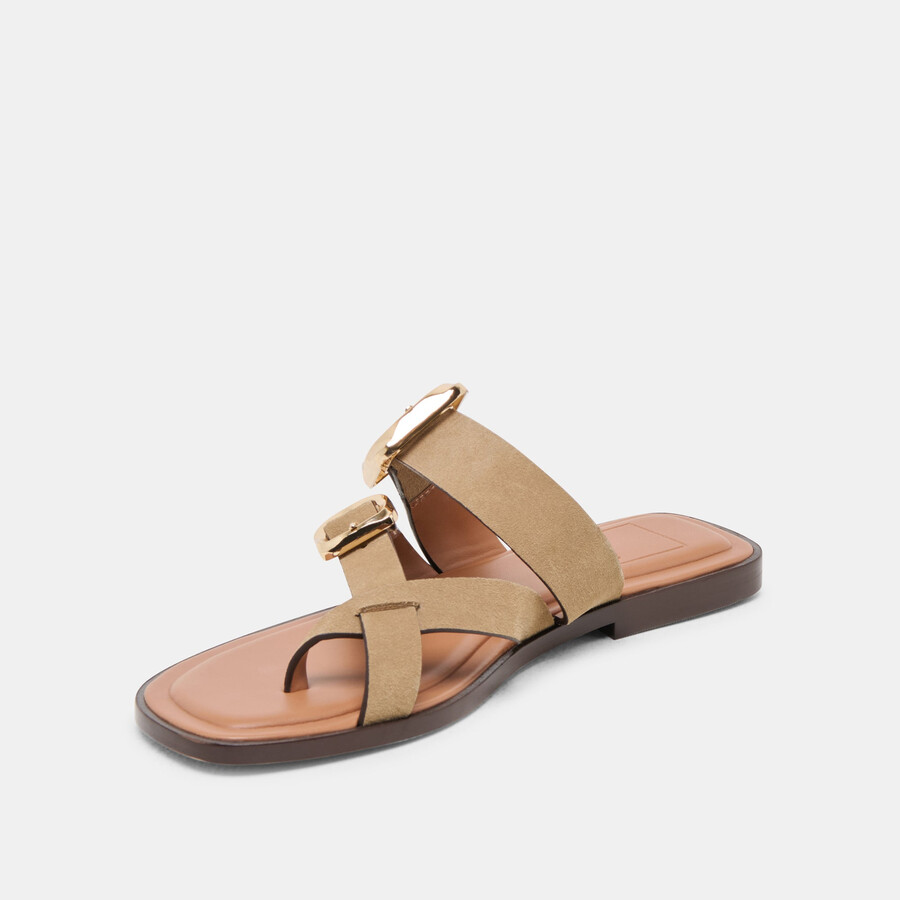 shore sandalen aus taupefarbenem wildleder
