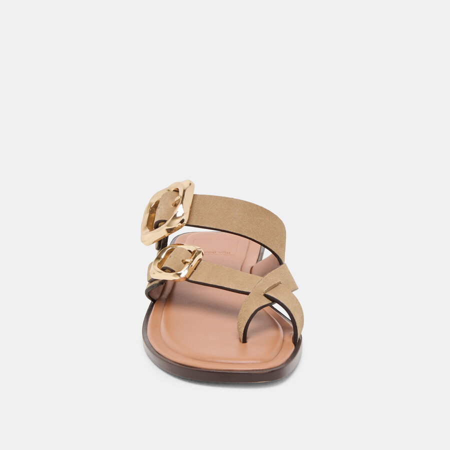 shore sandalen aus taupefarbenem wildleder