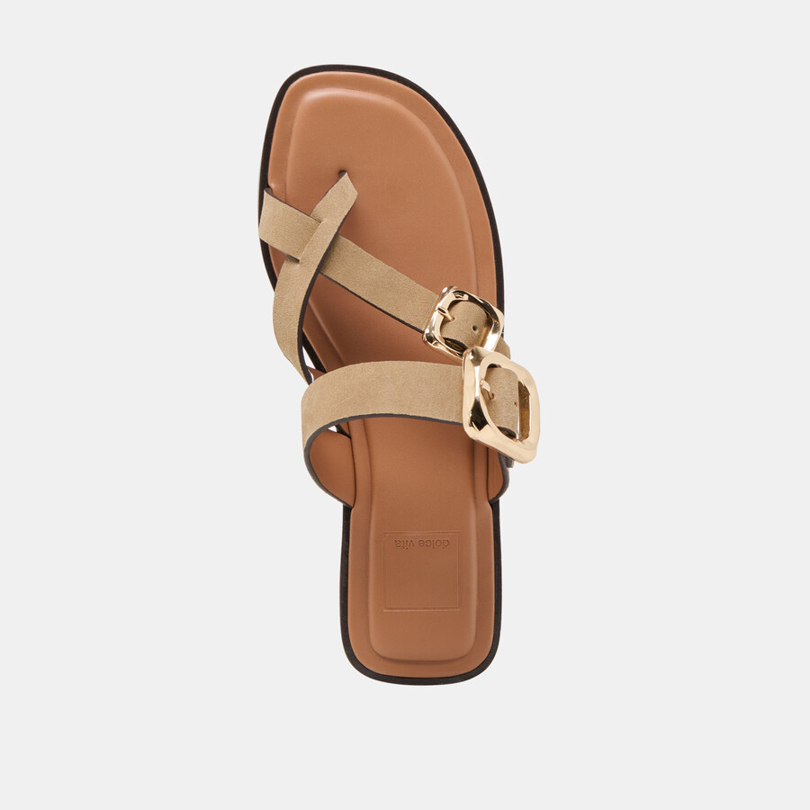 shore sandalen aus taupefarbenem wildleder