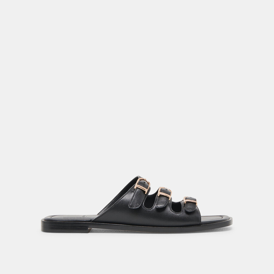 fin sandalen aus schwarzem leder