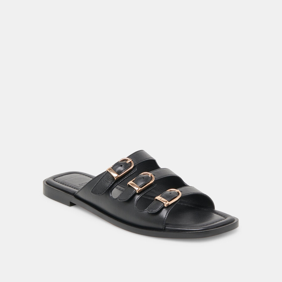 fin sandalen aus schwarzem leder