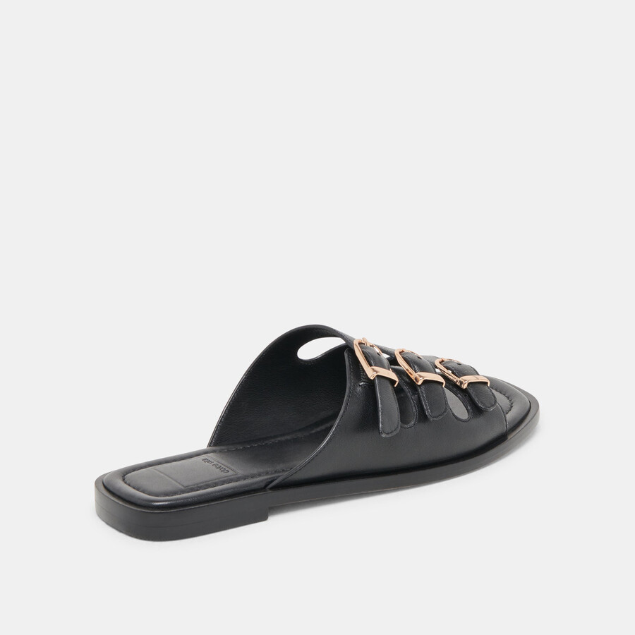 fin sandalen aus schwarzem leder