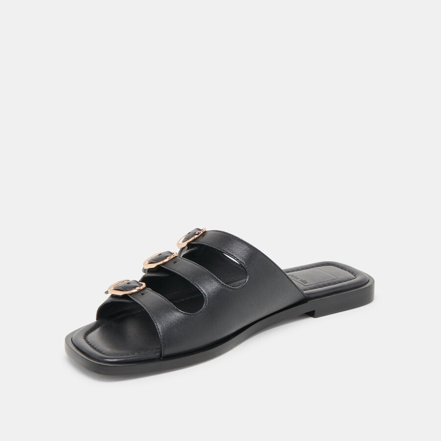 fin sandalen aus schwarzem leder