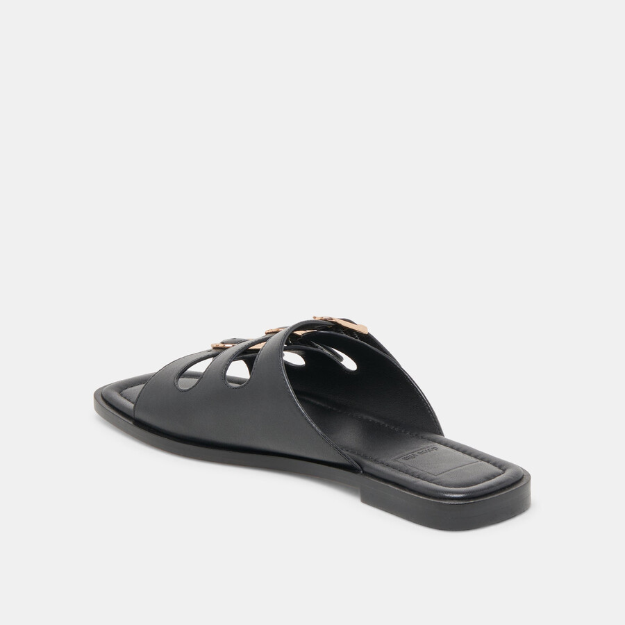 fin sandalen aus schwarzem leder
