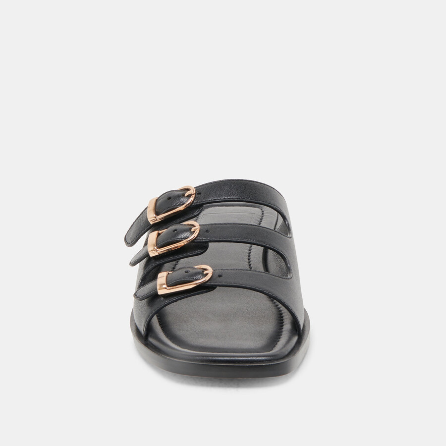 fin sandalen aus schwarzem leder