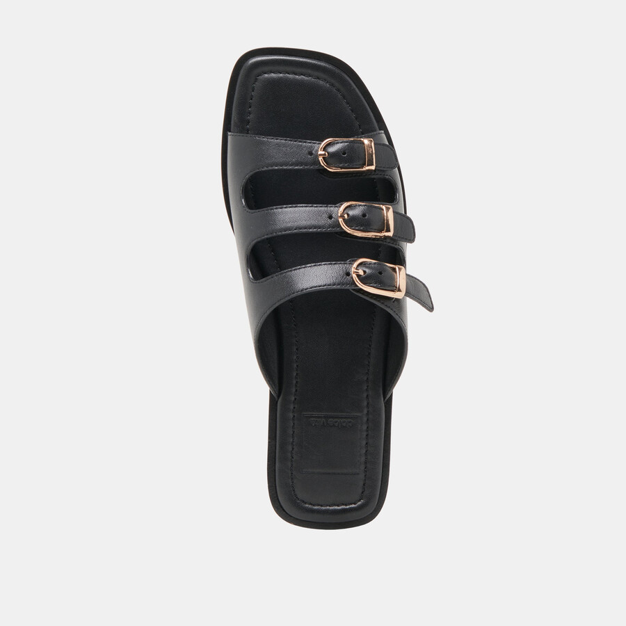 fin sandalen aus schwarzem leder