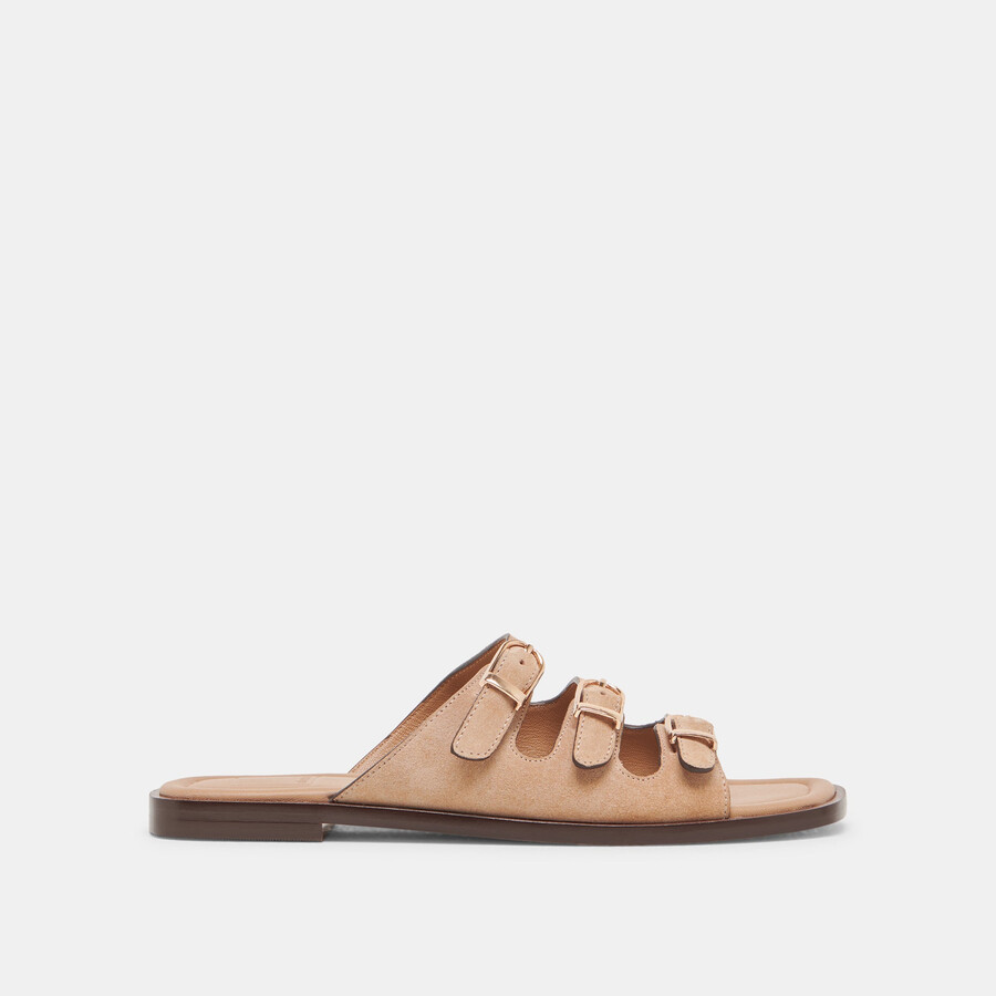 fin sandalen aus hellbraunem wildleder