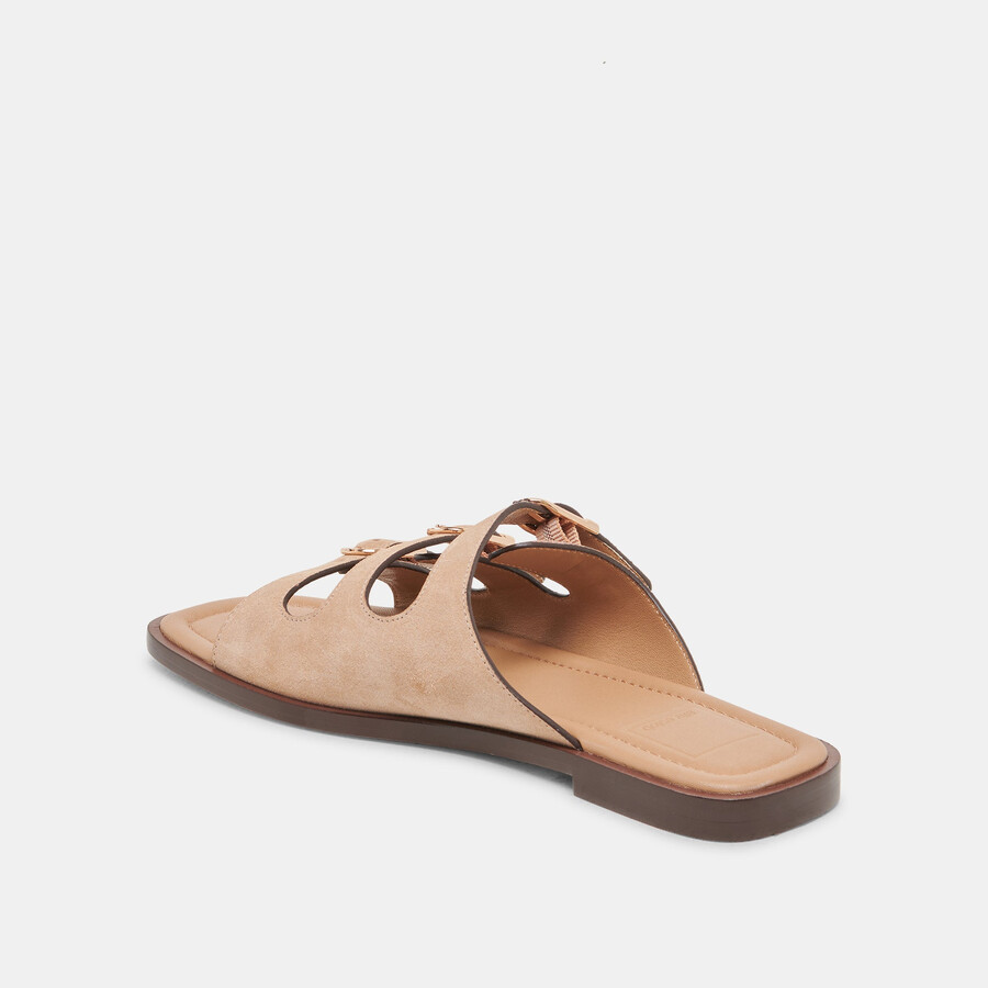 fin sandalen aus hellbraunem wildleder