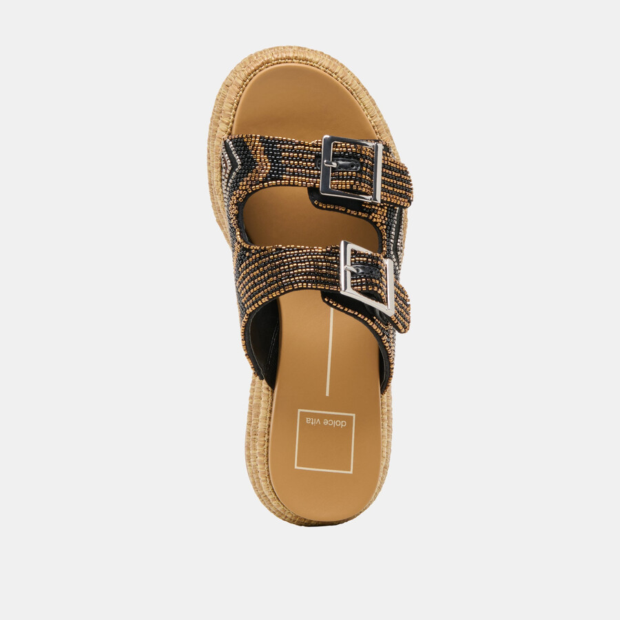wixie sandalen schwarz mit verschiedenen perlen