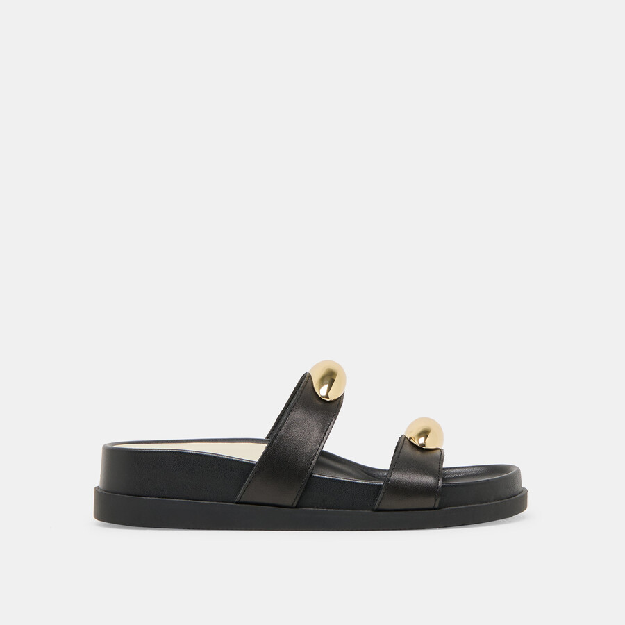 satine sandalen aus schwarzem leder