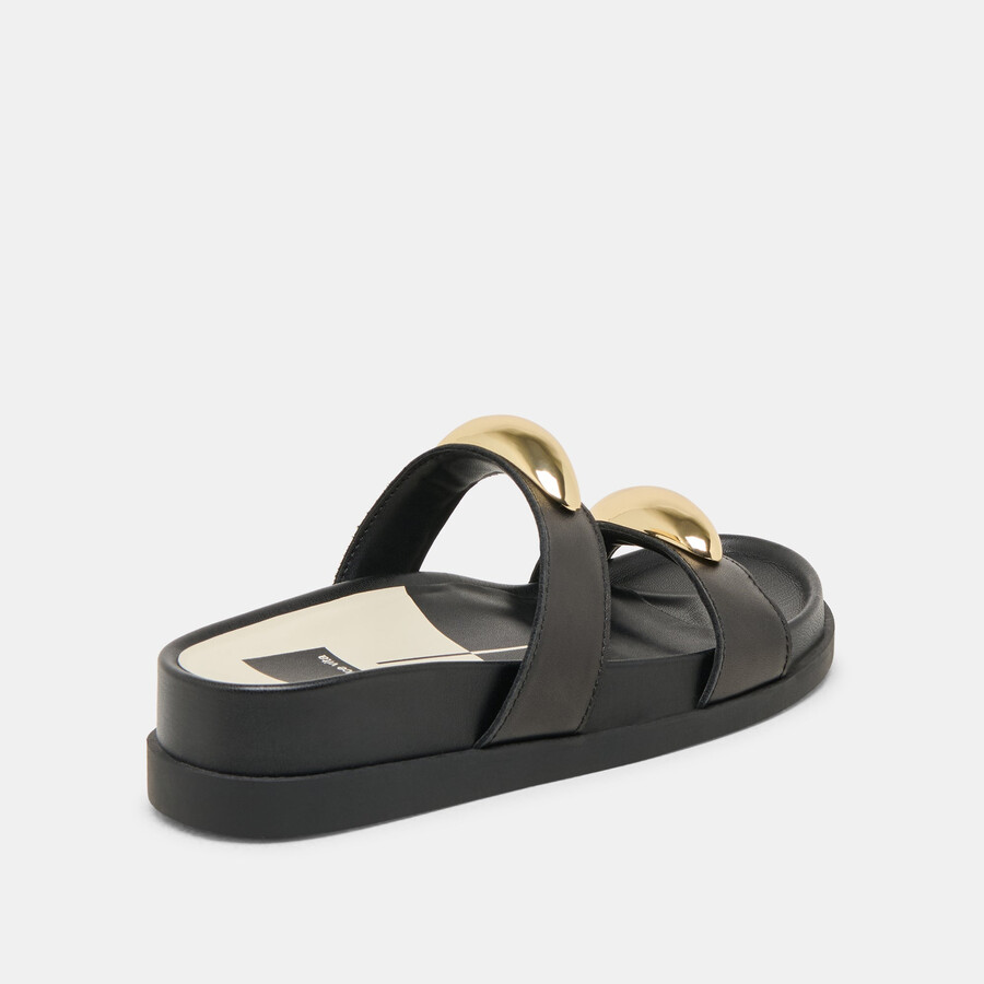 satine sandalen aus schwarzem leder