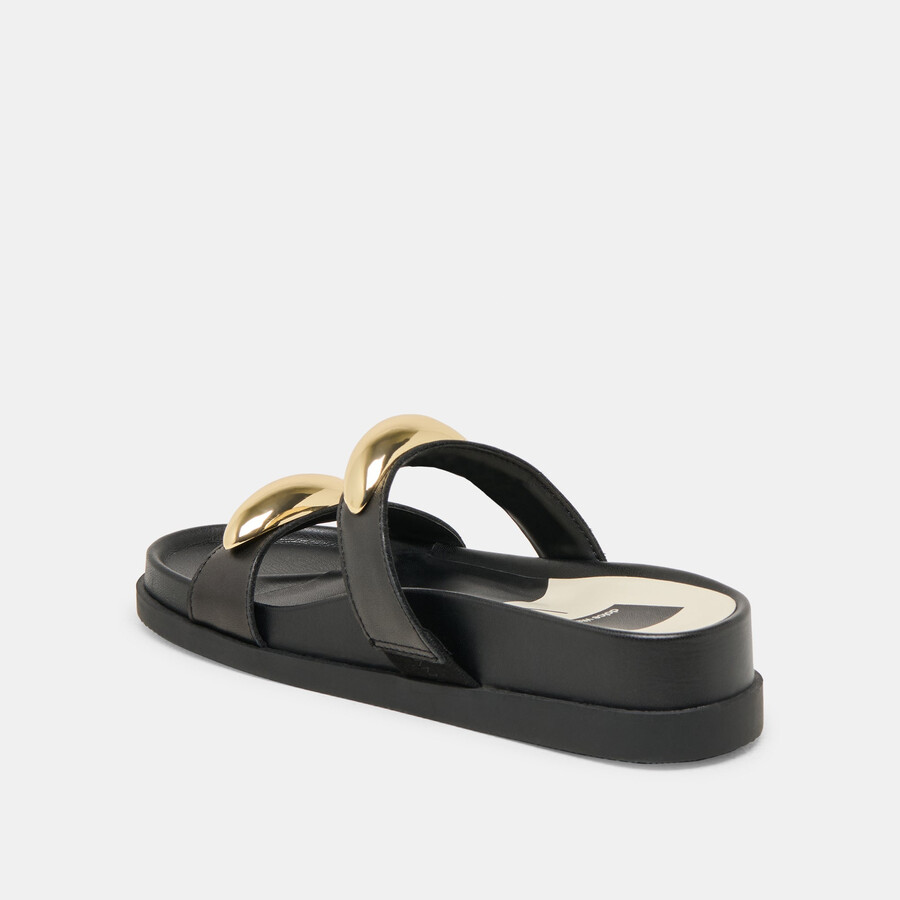 satine sandalen aus schwarzem leder