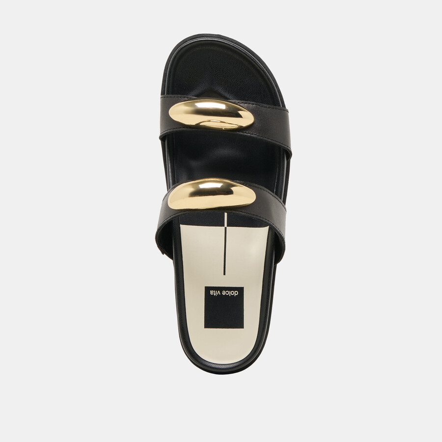 satine sandalen aus schwarzem leder
