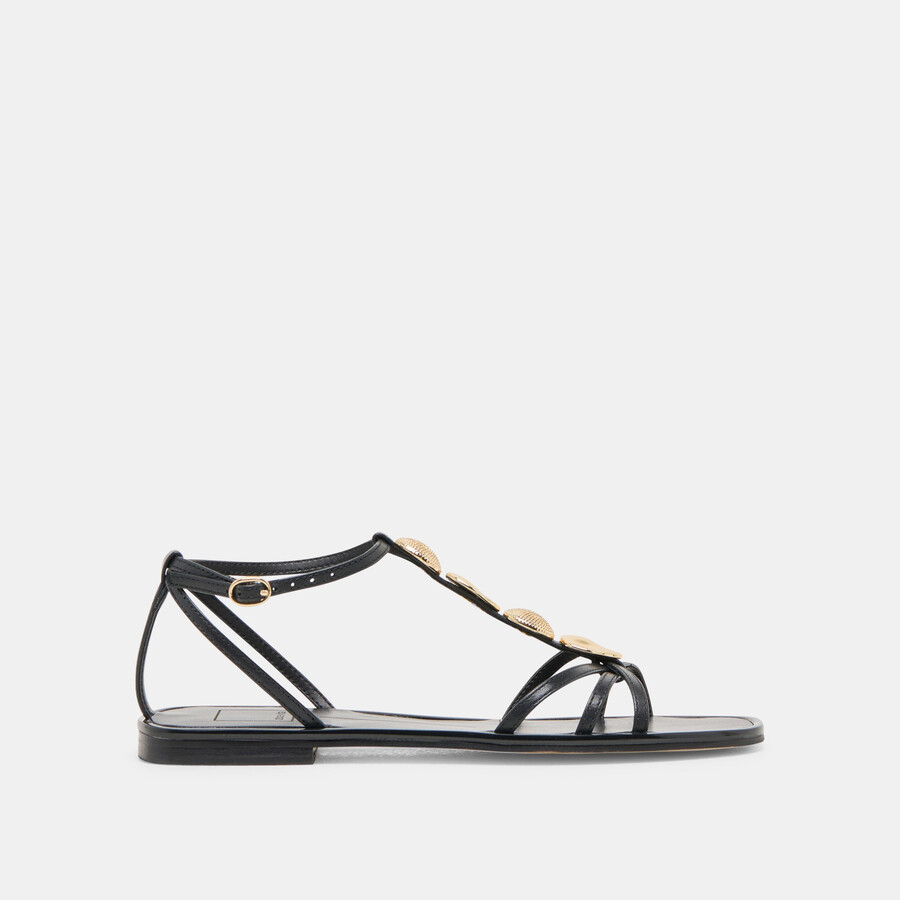 faun sandalen aus schwarzem leder