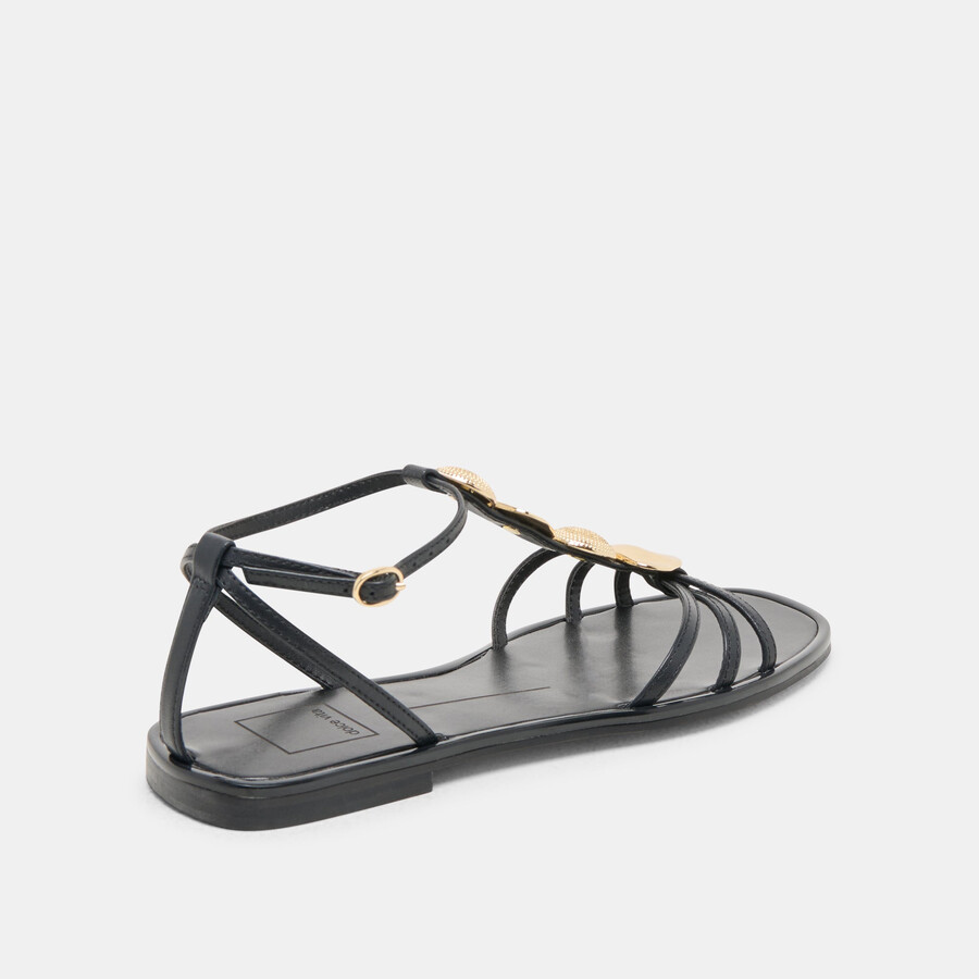 faun sandalen aus schwarzem leder