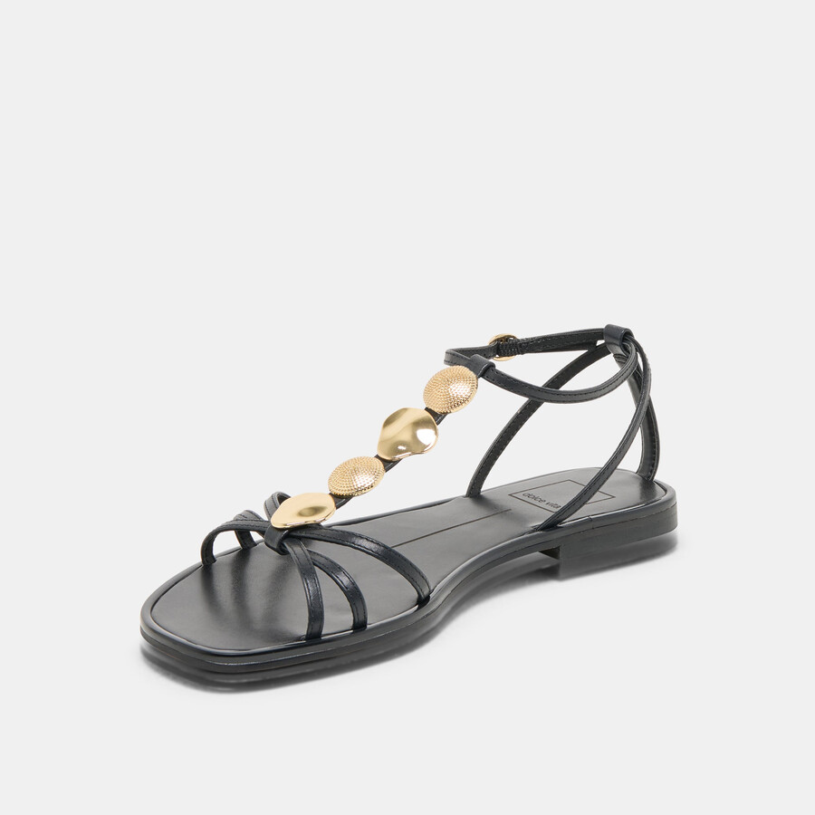 faun sandalen aus schwarzem leder