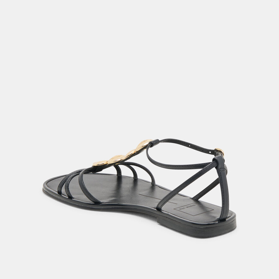 faun sandalen aus schwarzem leder